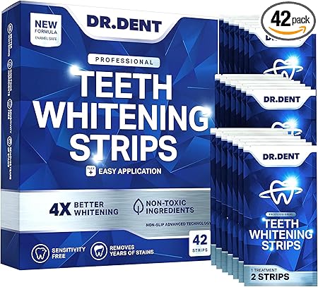 👨‍⚕️Recommended by the IBD✅Professional Teeth Whitening Strips 21 Applications - Enamel Safe - No Sensitivity - Professional Teeth Whitening Strips - 42 Strips + Mouth Opener Included