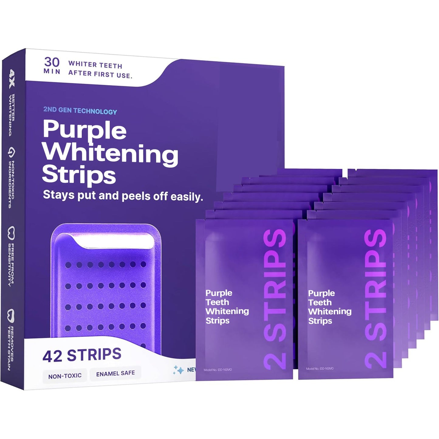 ✨Limited-Time 70% OFF Sale💜Purple Teeth Whitening Strips - Safe for Enamel